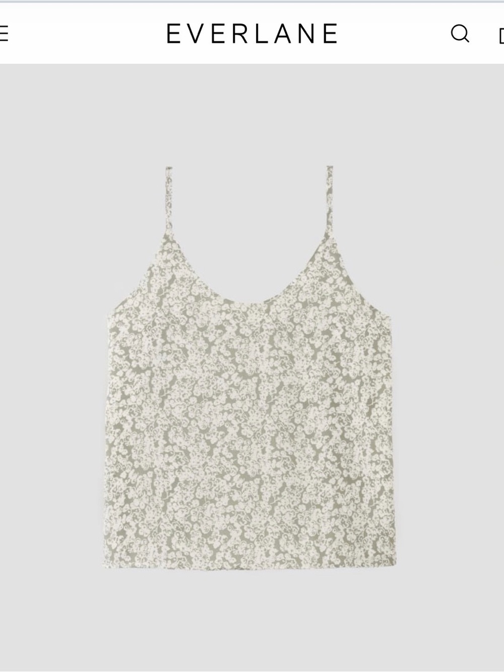 NWT Everlane The Slip Cami in Sage Mini Floral size 12